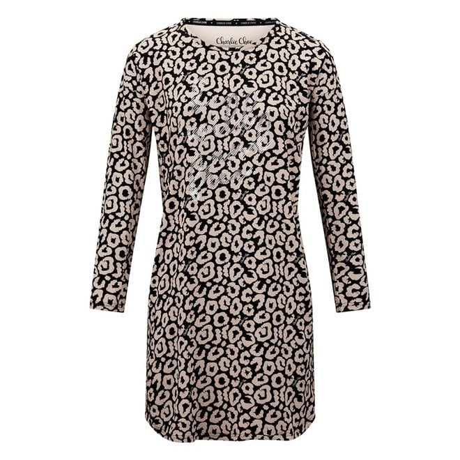 charlie choe Charlie Choe Dames Nachthemd Bigshirt Zwart Roze Panter