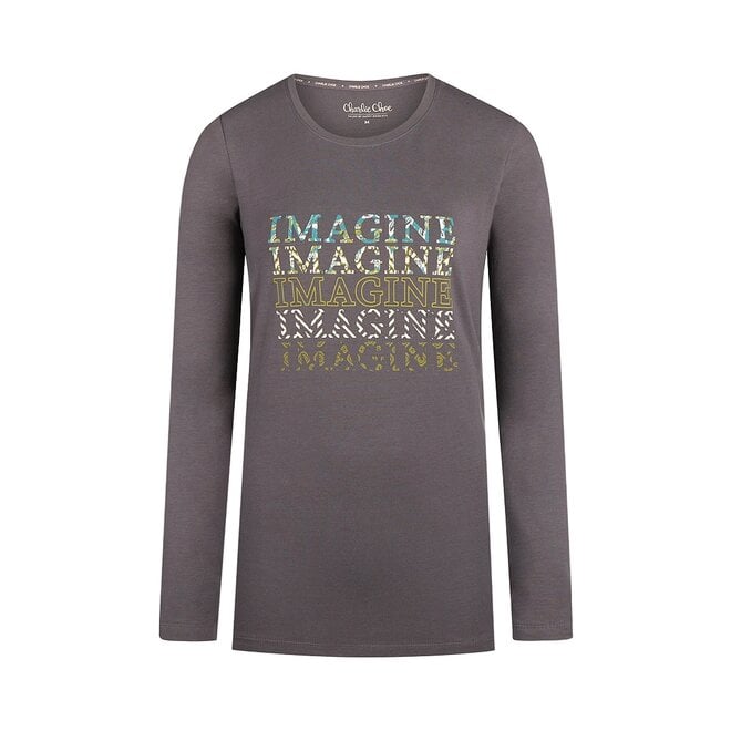 charlie choe Charlie Choe Dames Pyjama Shirt Donkergrijs