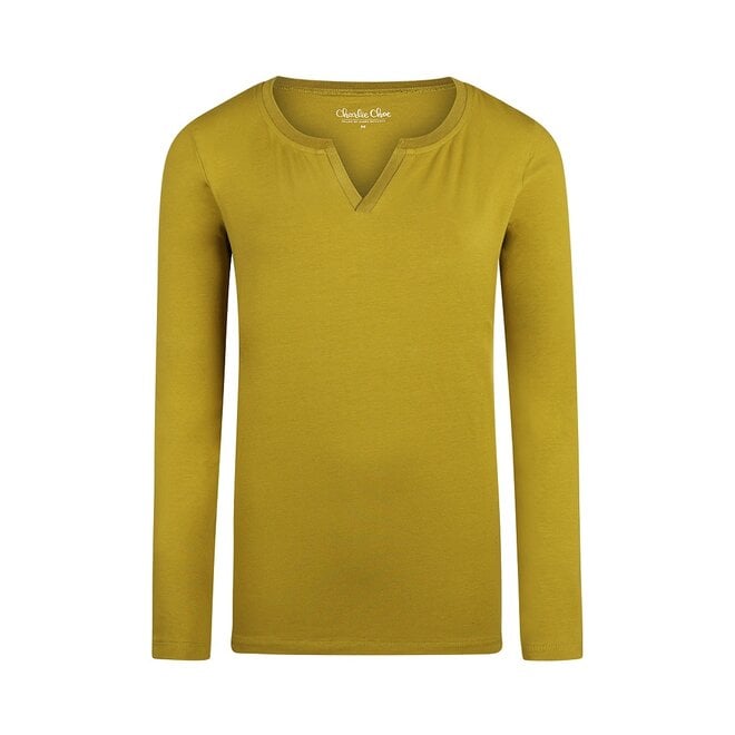 charlie choe Charlie Choe Dames Pyjama Shirt Olijfgroen V-hals