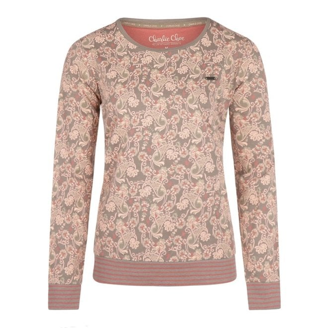 charlie choe Charlie Choe Dames Pyjama Shirt Pullover Grijsbruin