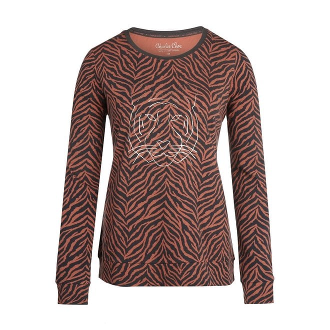 charlie choe Charlie Choe Dames Pyjama Shirt Pullover Terra Tijgerstreep