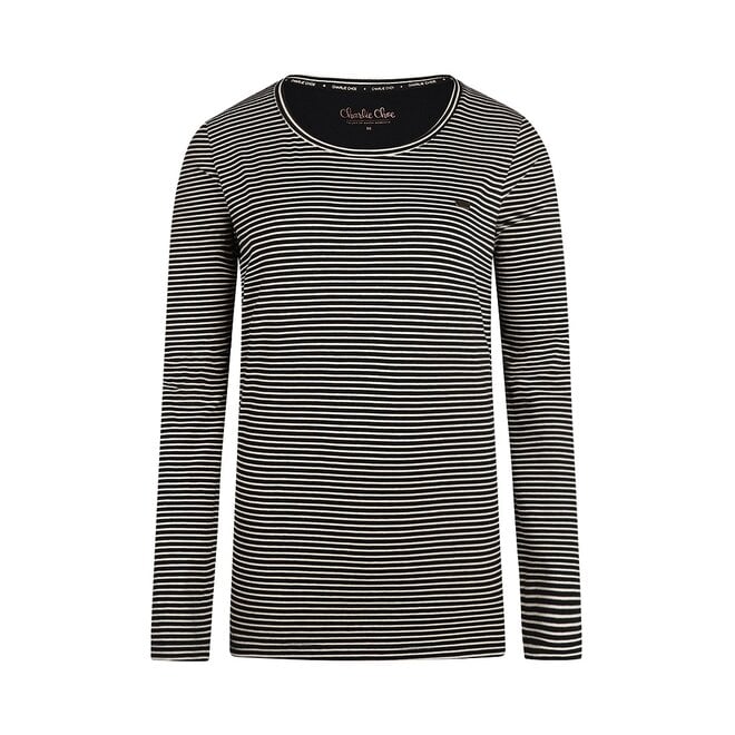 charlie choe Charlie Choe Dames Pyjama Shirt Zwart gestreept