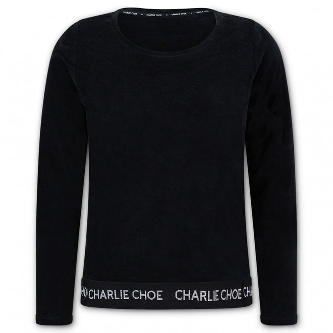charlie choe Charlie Choe Dames Pyjama Sweater Zwart Velours