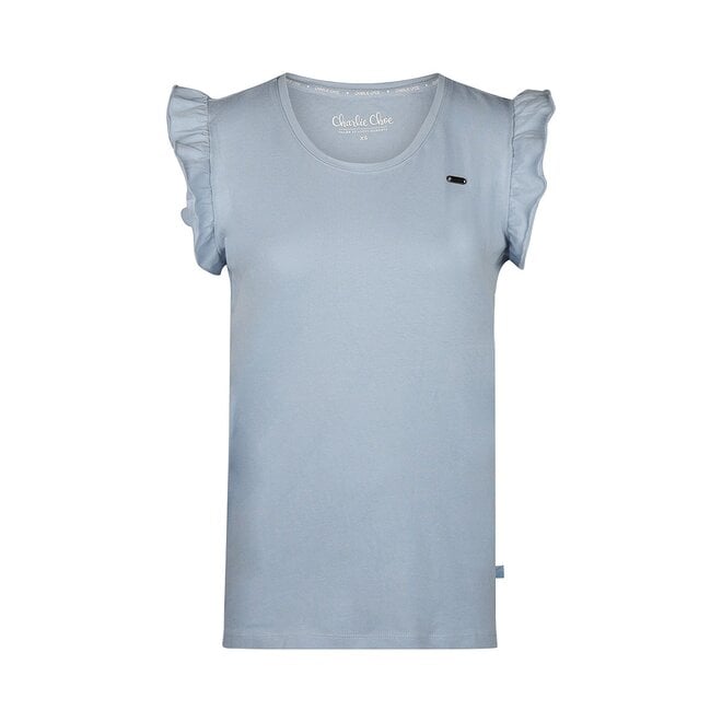 charlie choe Charlie Choe Dames Top Lichtblauw Ruffle
