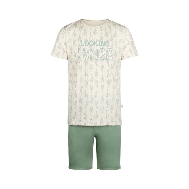 charlie choe Charlie Choe Heren Pyjama Short Set Lichtgroen Cactus