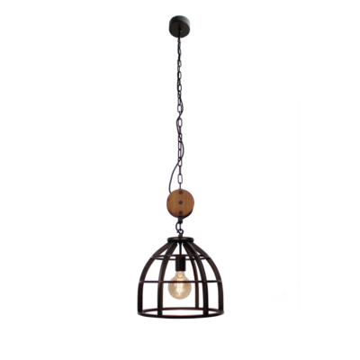 chericoni Aperto hanglamp – 1 lichts – Ø34cm – E27 – Zwart met hout