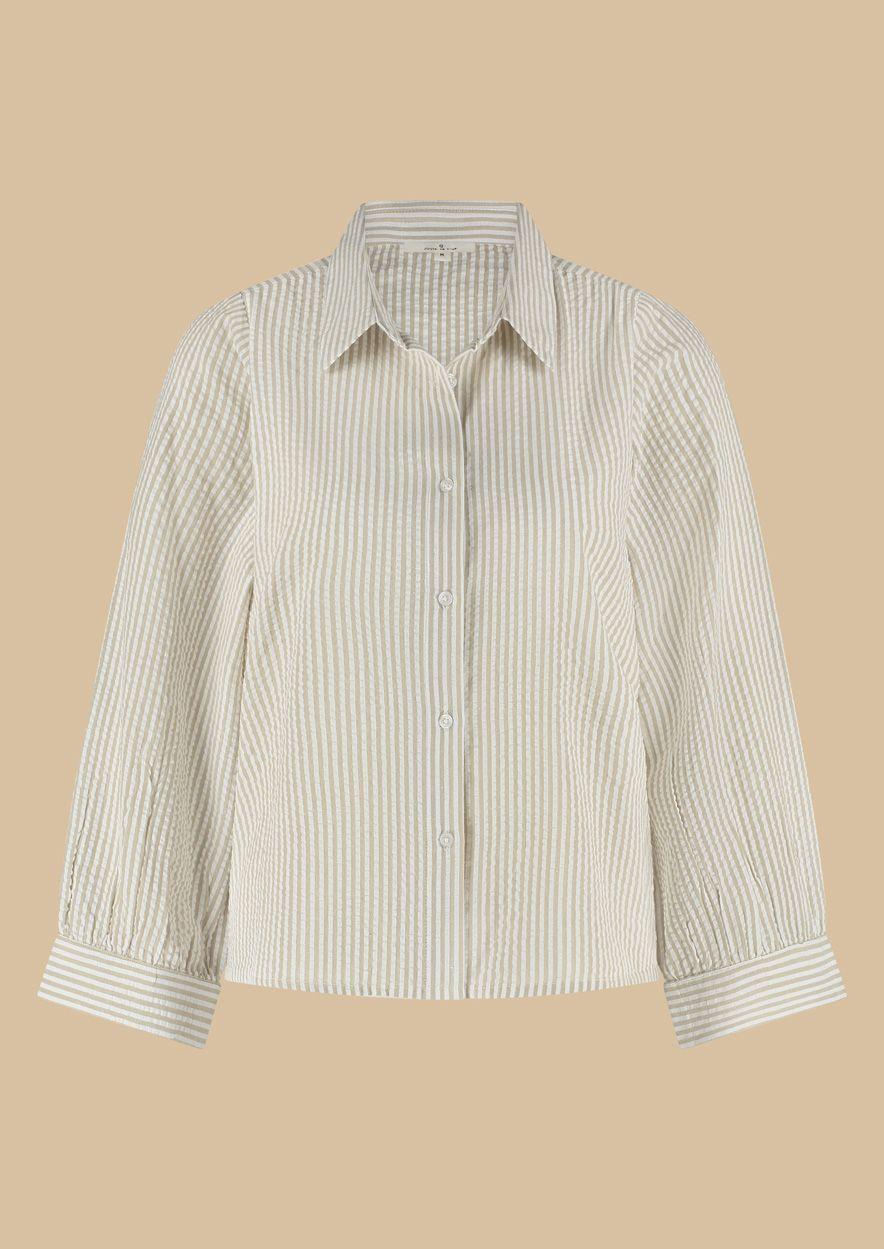 circle of trust Angie Blouse Olive Grey Stripe