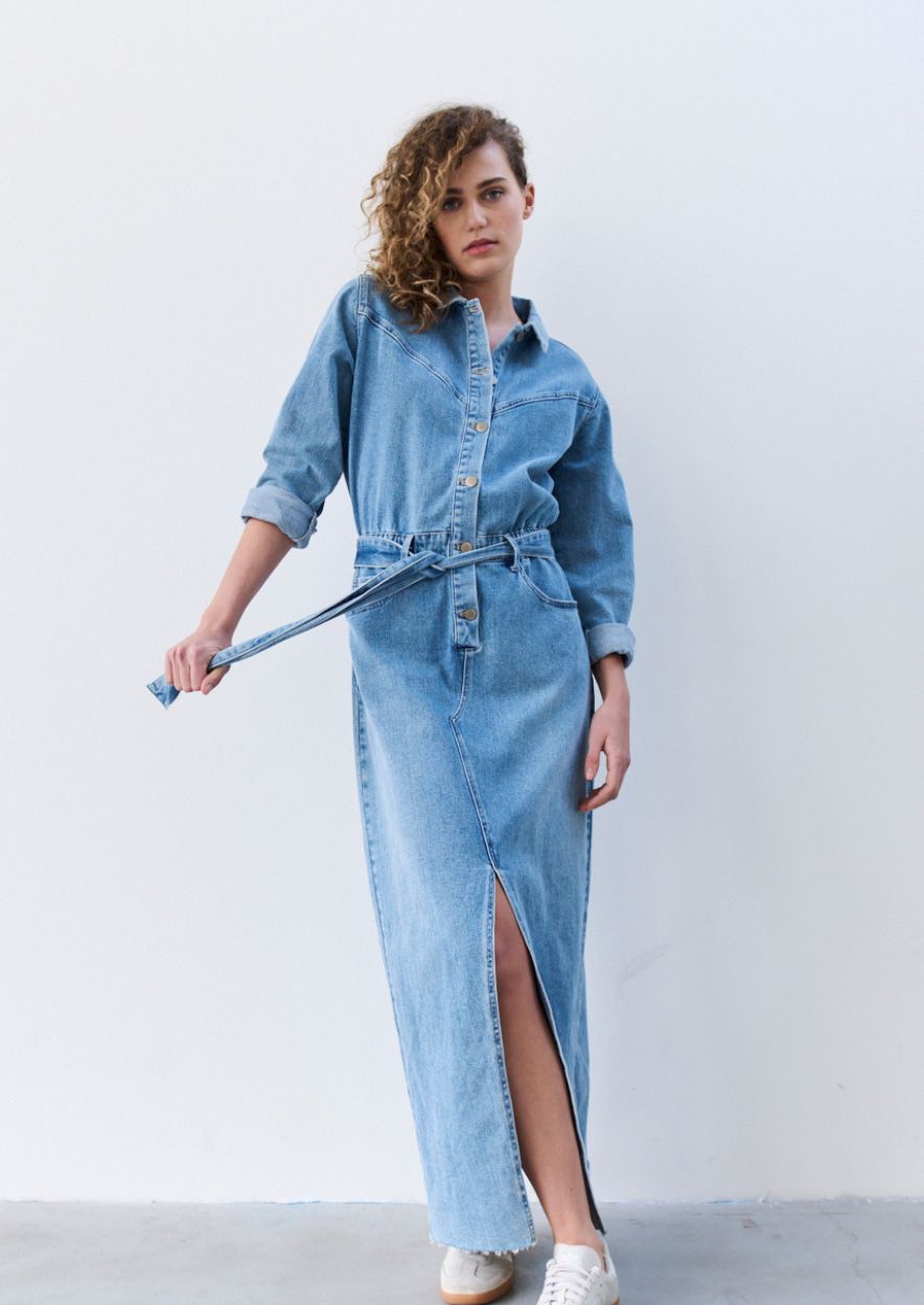 circle of trust Bella Denim Dress Burst Blue