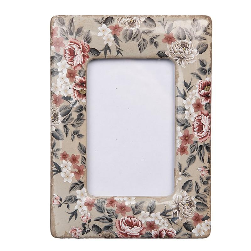 clayre & eef 2F1275 Fotolijst 9x13 cm Beige Keramiek Bloemen