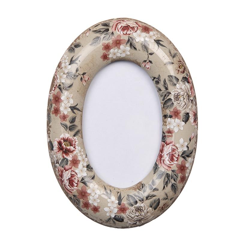 clayre & eef 2F1276 Fotolijst 9x13 cm Beige Keramiek Bloemen