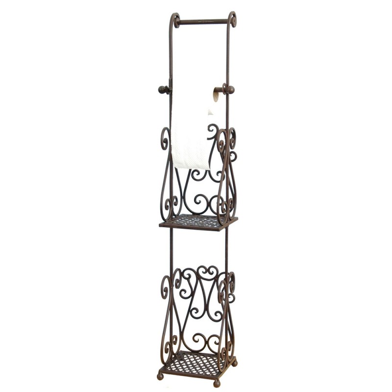 Clayre & Eef 40179 WC Rol Houder 97 Cm Bruin IJzer Rechthoek Toiletrolhouder