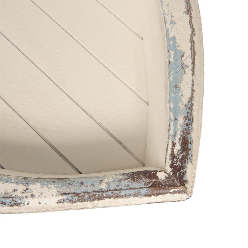 Clayre & Eef 50402 Bijzettafel 70x39x64 Cm Wit Hout Tafeltje