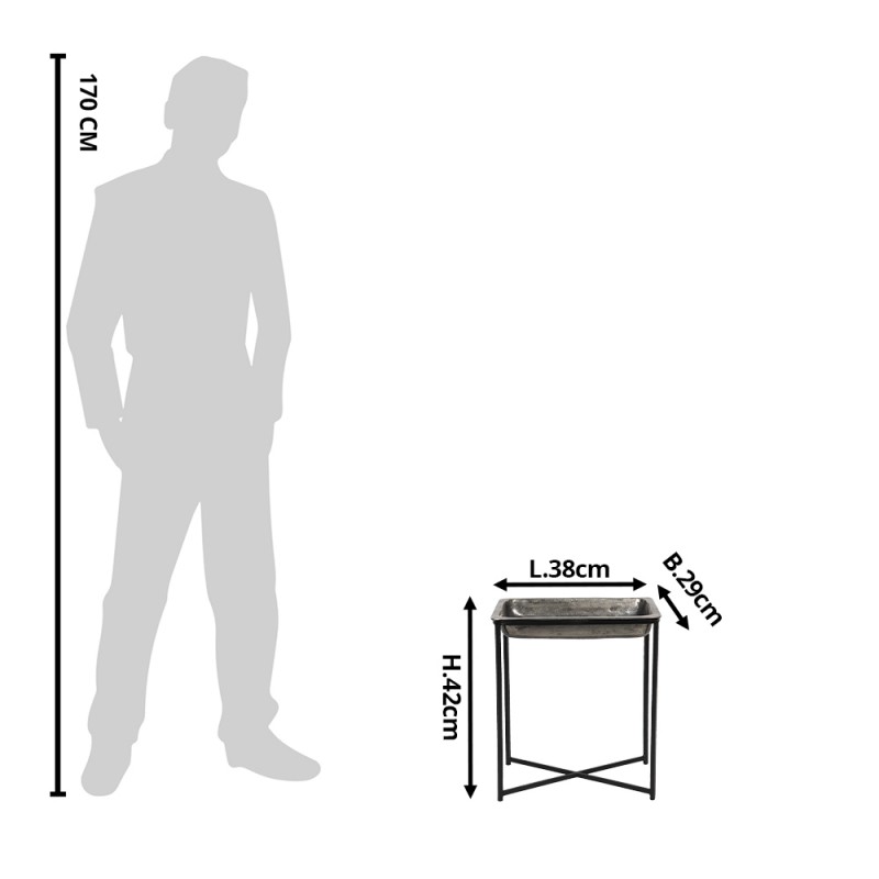 Clayre & Eef 50420S Bijzettafel 38x29x42 Cm Zwart Metaal Rechthoek