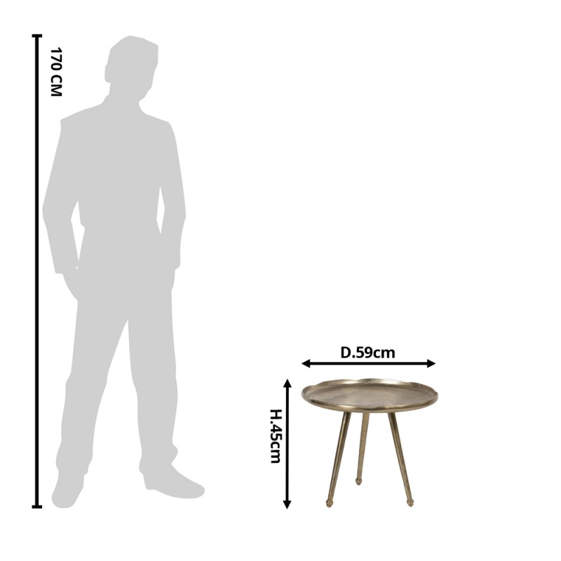 Clayre & Eef 50425M Bijzettafel Ø 59x45 Cm Goudkleurig Aluminium Rond