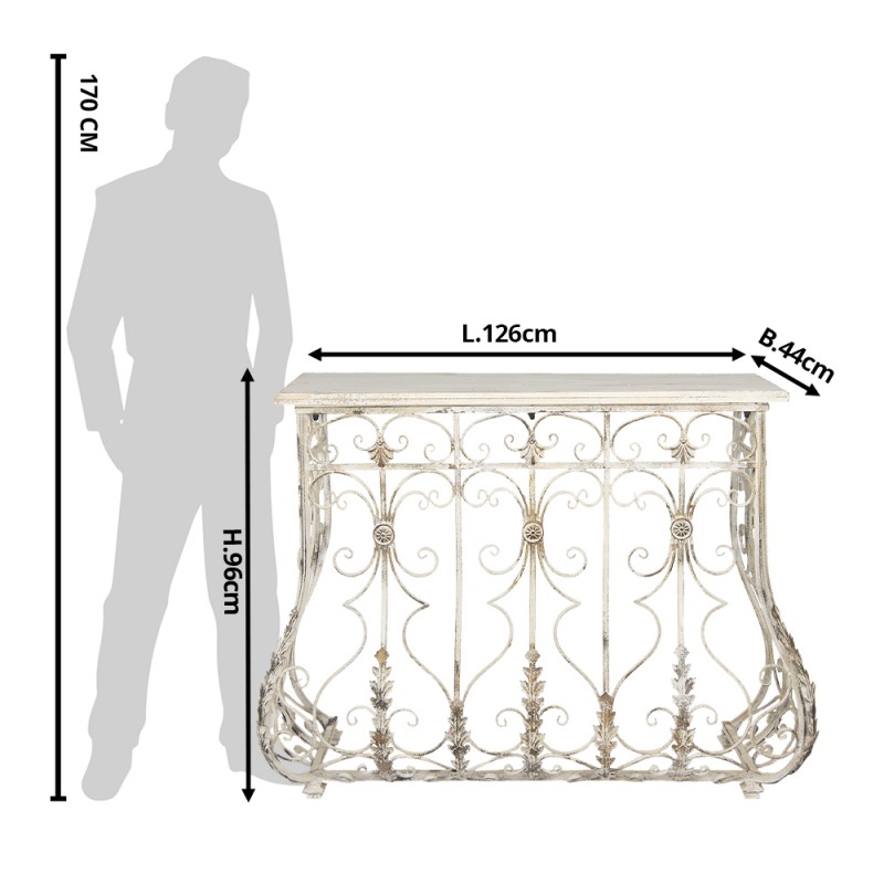 Clayre & Eef 50433 Sidetable 126x44x96 Cm Wit IJzer Rechthoek Wandtafel