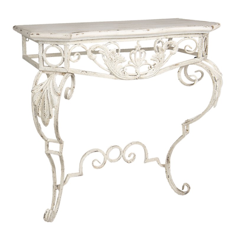 Clayre & Eef 50435 Sidetable 86x44x81 Cm Wit IJzer Rechthoek Wandtafel