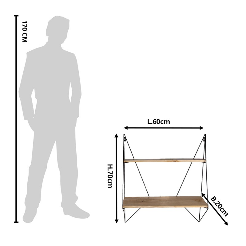 Clayre & Eef 50466 Wandrek 60x20x70 Cm Zwart IJzer Muurrek