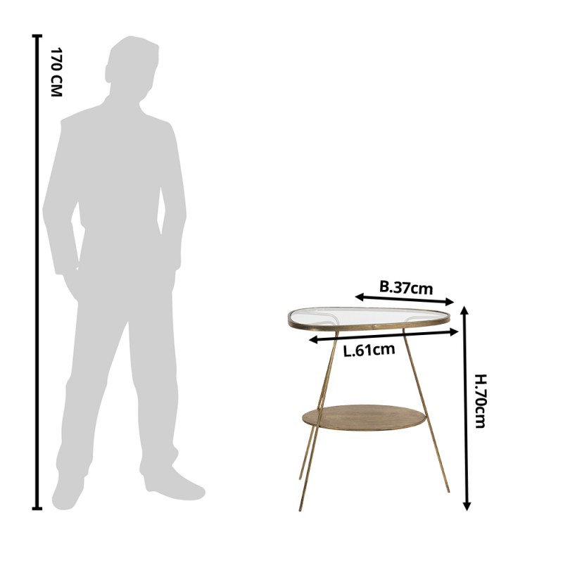 Clayre & Eef 50472 Bijzettafel 61x37x70 Cm Koperkleurig IJzer Driehoek
