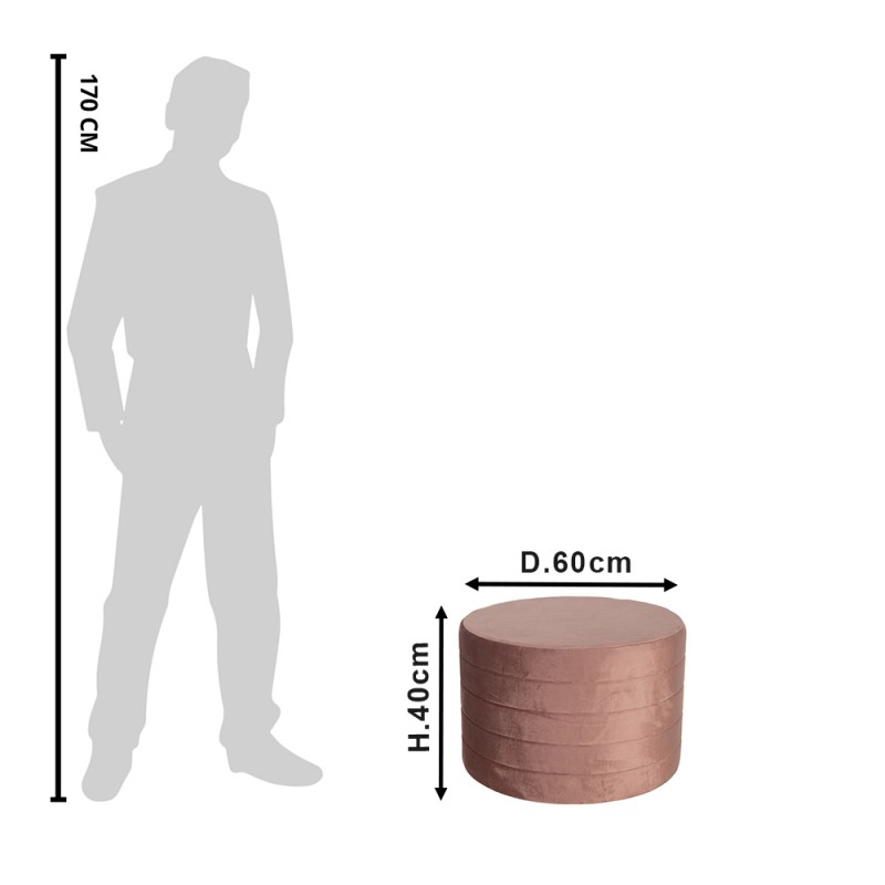Clayre & Eef 50499P Poef Ø 60x40 Cm Roze Hout Rond Hocker