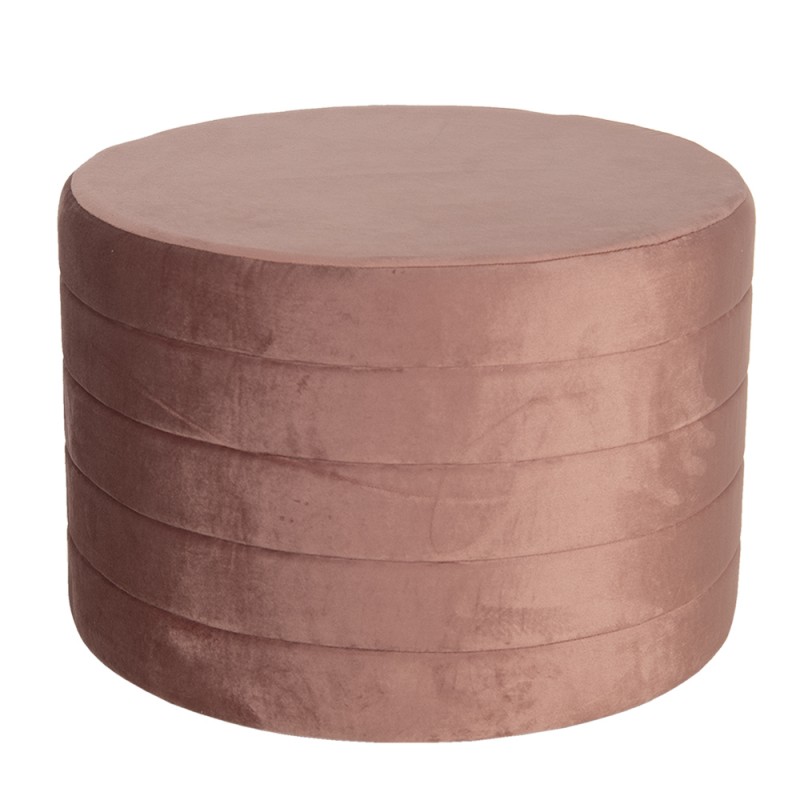 clayre & eef 50499P Poef Ø 60x40 cm Roze Hout Rond Hocker