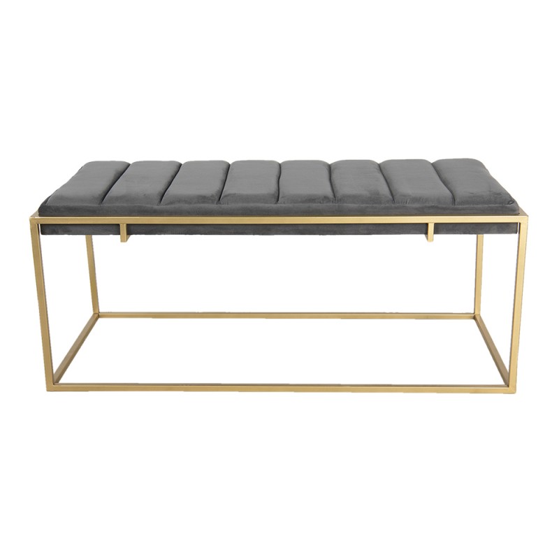 clayre & eef 50500G Poef 110x50x46 cm Grijs Hout Rechthoek Hocker