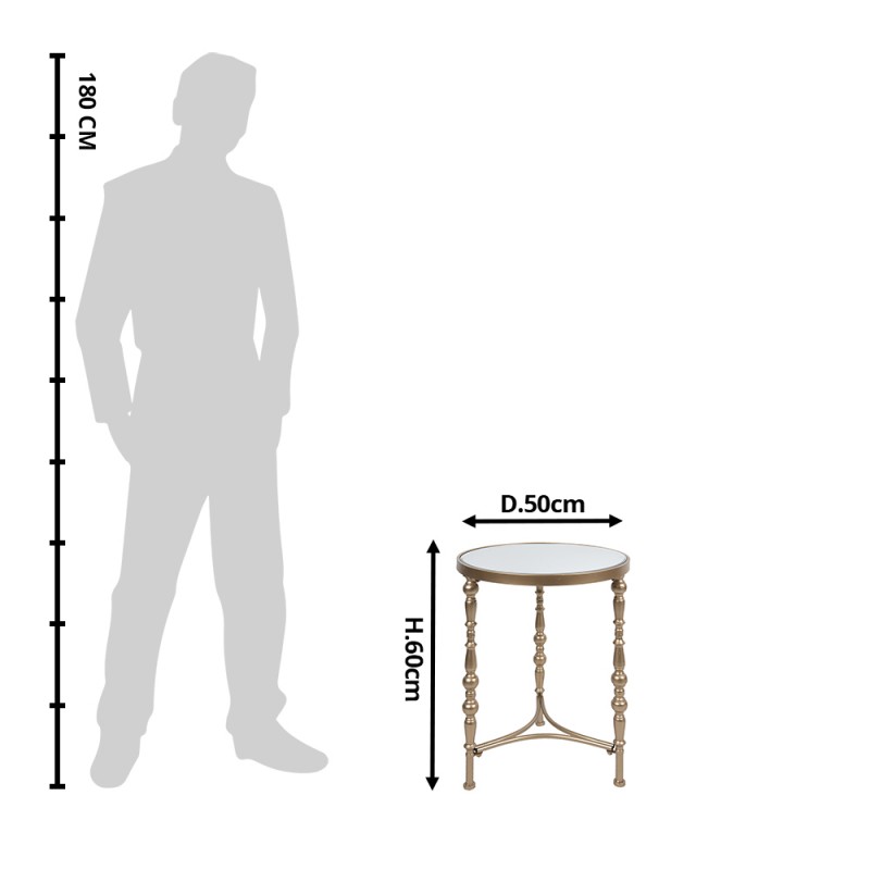 Clayre & Eef 50528 Bijzettafel Ø 50x60 Cm Goudkleurig IJzer Rond