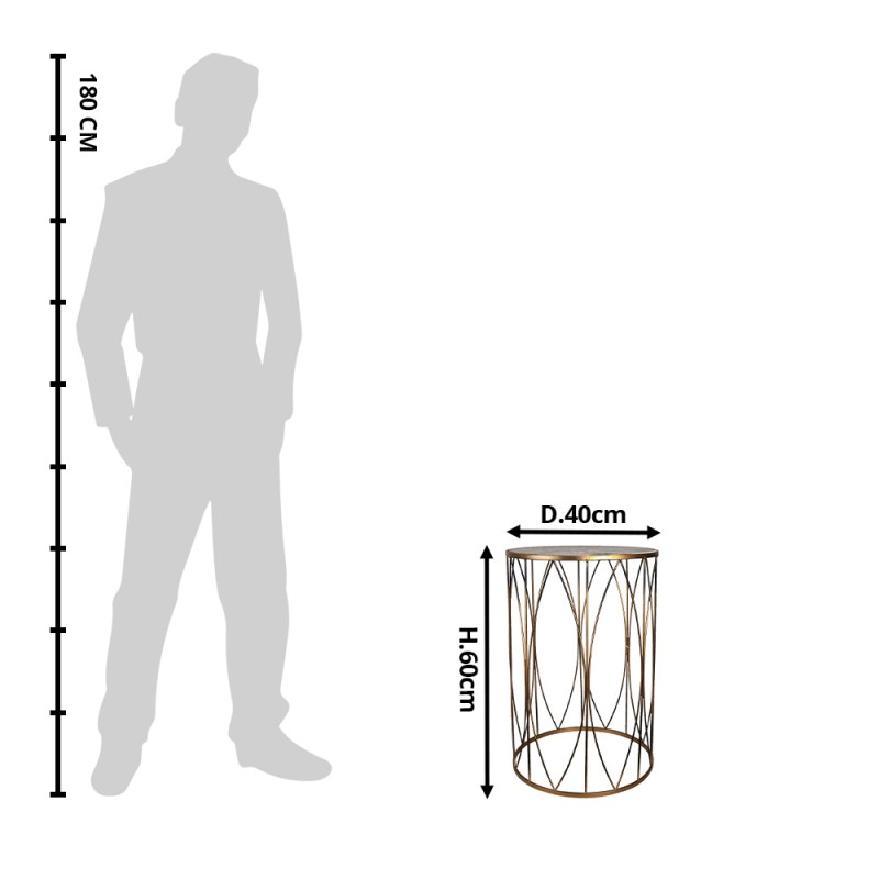 Clayre & Eef 50546 Bijzettafel Ø 40x60 Cm Goudkleurig IJzer Rond