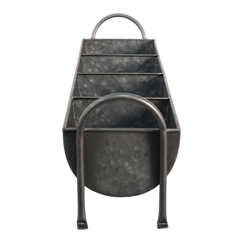 Clayre & Eef 50550 Planthouder 72x16x20 Cm Grijs IJzer Rechthoek Bloempot Binnen