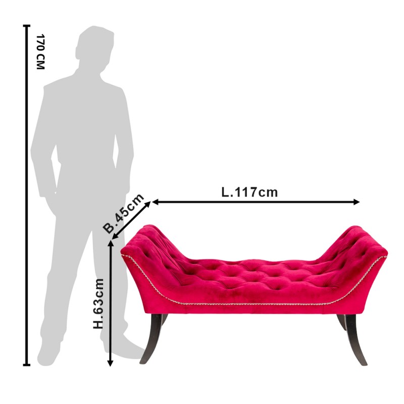Clayre & Eef 50553BU Zitbank 2-Zits Rood Hout Eetkamerbank
