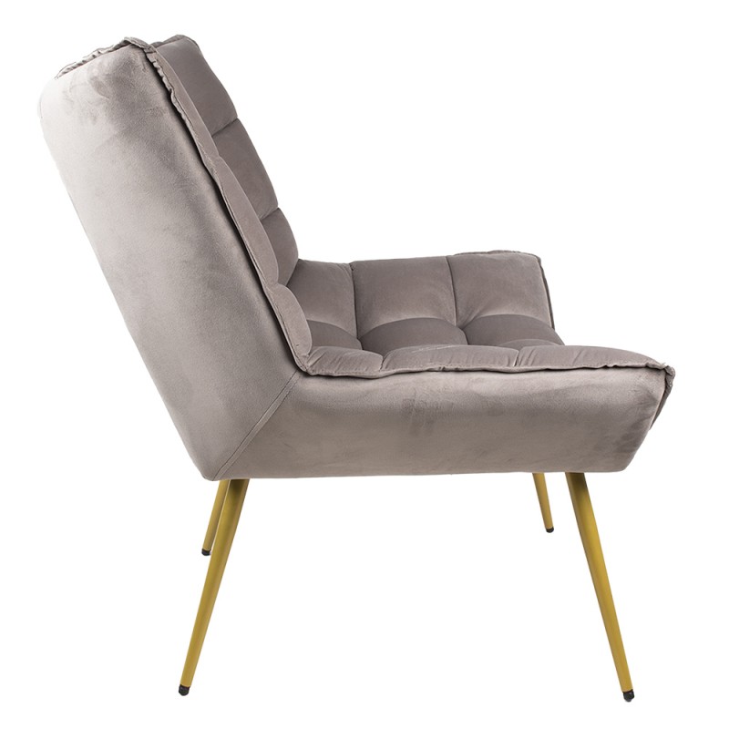 Clayre & Eef 50558G Fauteuil 79x91x93 Cm Grijs Textiel Woonkamer Stoel