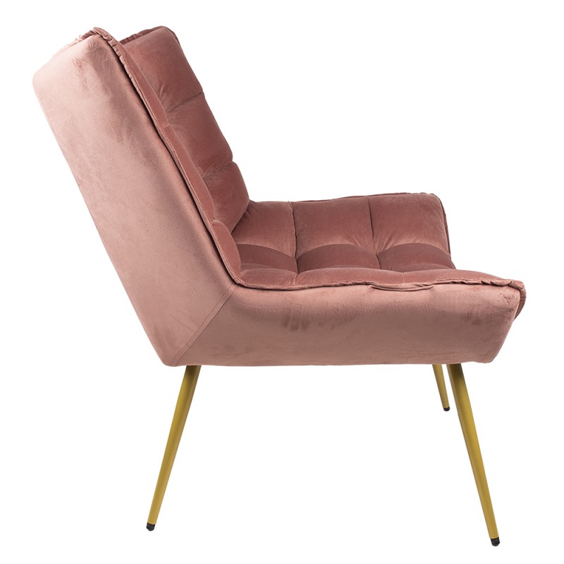 Clayre & Eef 50558P Fauteuil 79x91x93 Cm Roze Textiel Woonkamer Stoel