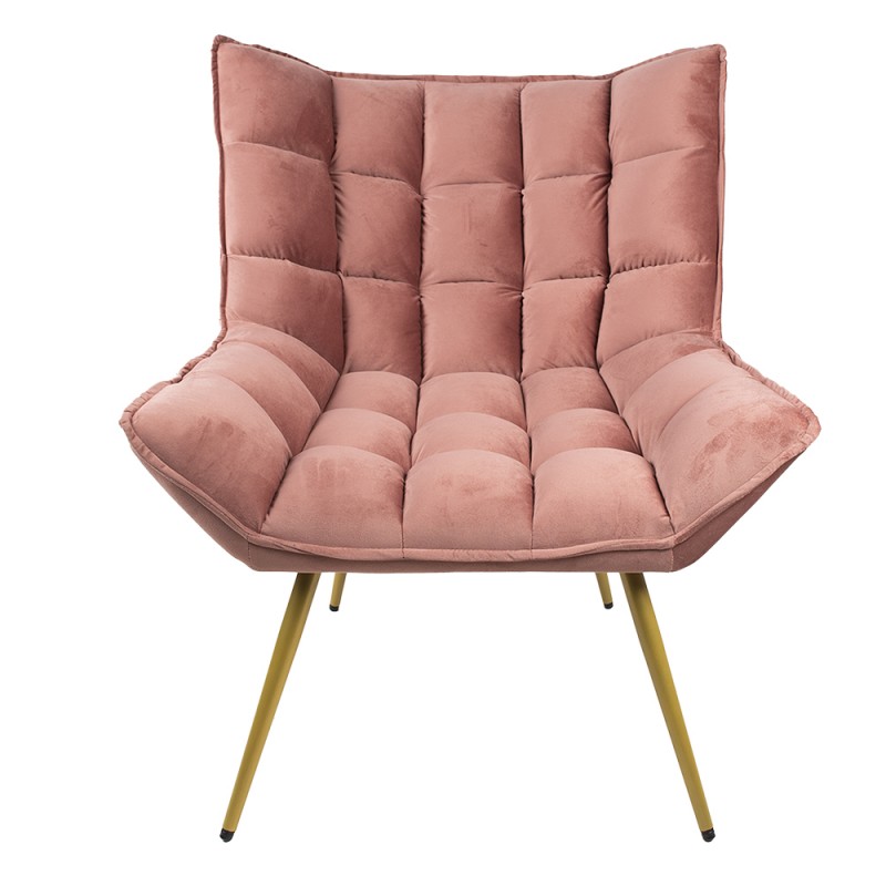 clayre & eef 50558P Fauteuil 79x91x93 cm Roze Textiel Woonkamer Stoel
