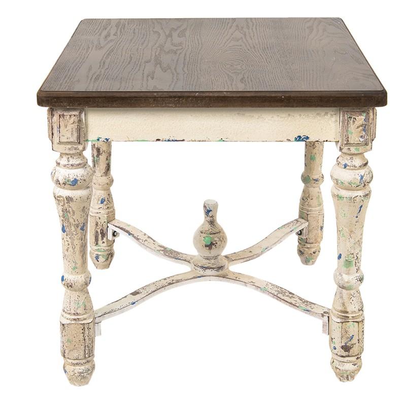 Clayre & Eef 50606 Bijzettafel 60x60x64 Cm Wit Hout Vierkant