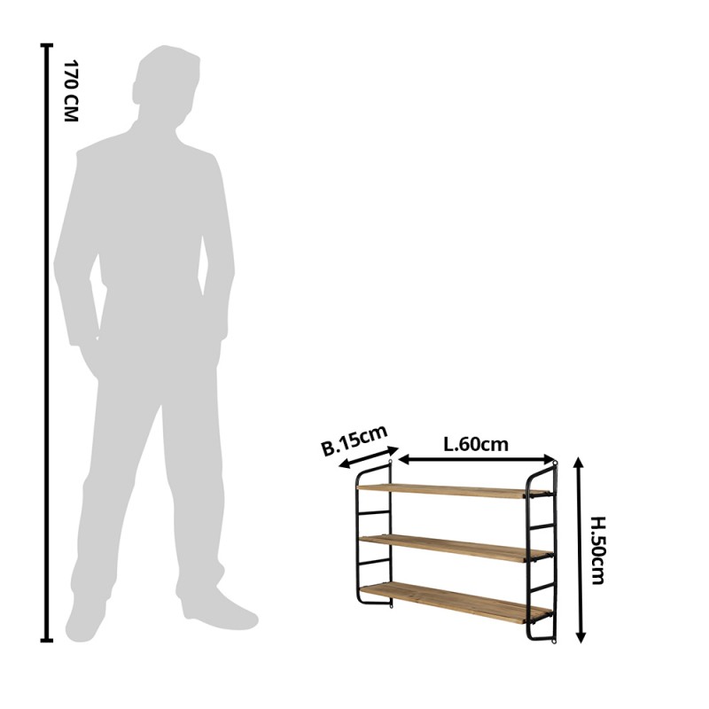 Clayre & Eef 50610 Wandrek 60x15x50 Cm Bruin Hout Wandplank