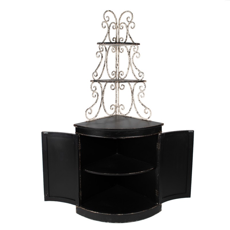 Clayre & Eef 50663 Wandkast 78x55x181 Cm Zwart Hout Opbergkast