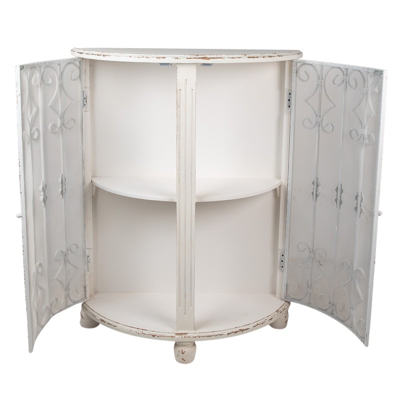 Clayre & Eef 50664 Wandkast 81x32x103 Cm Wit Hout Halfrond Opbergkast