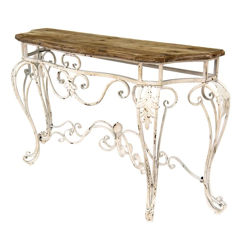 Clayre & Eef 50665 Sidetable 138x39x77 Cm Wit Bruin Hout Wandtafel