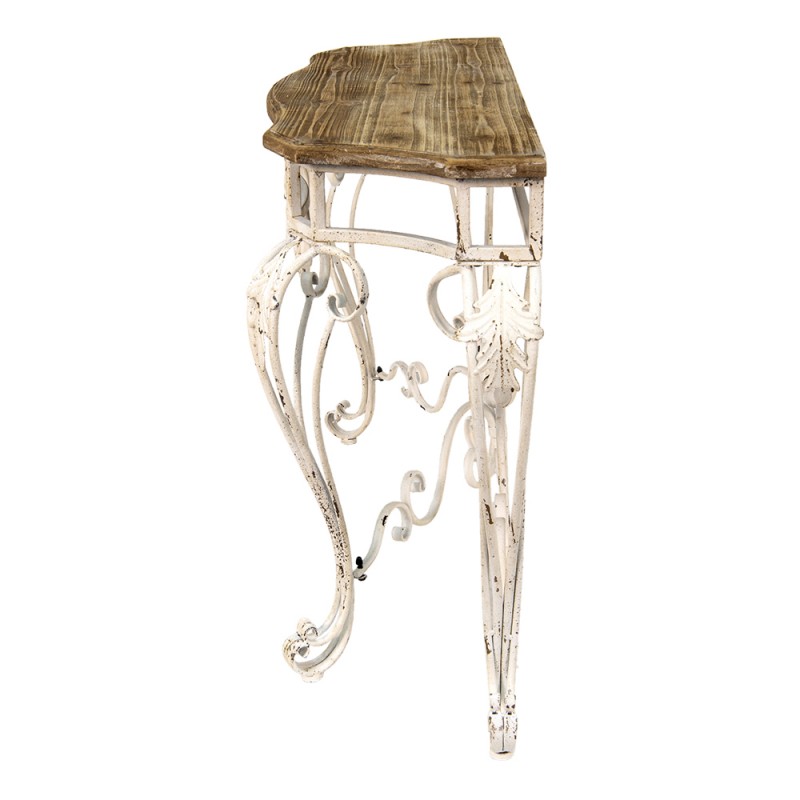 Clayre & Eef 50665 Sidetable 138x39x77 Cm Wit Bruin Hout Wandtafel