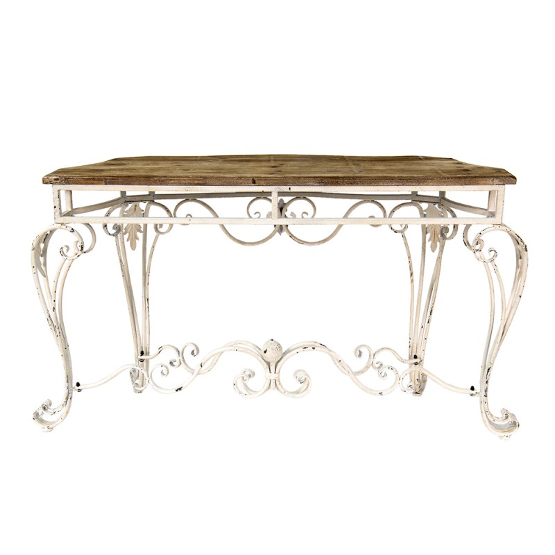 Clayre & Eef 50665 Sidetable 138x39x77 Cm Wit Bruin Hout Wandtafel