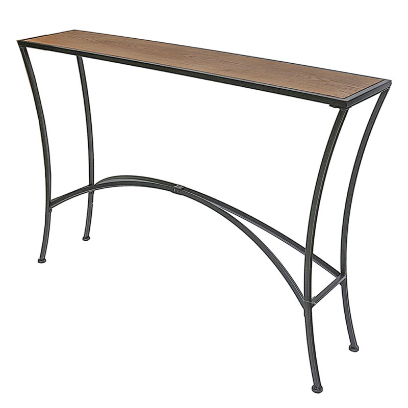 clayre & eef 50668 Sidetable 122x27x85 cm Zwart Bruin IJzer Wandtafel