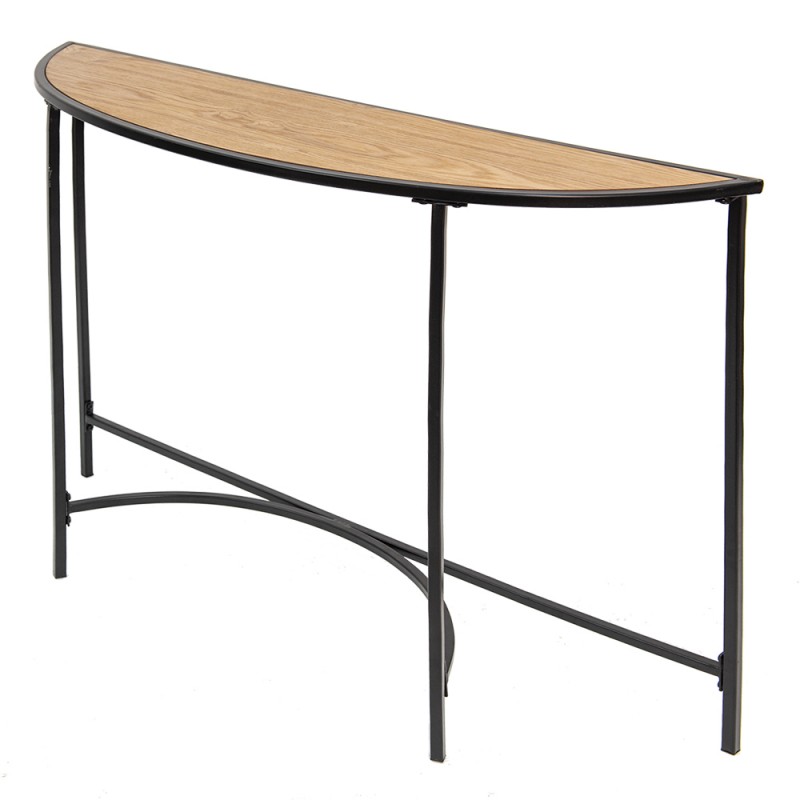 Clayre & Eef 50669 Sidetable 120x31x81 Cm Zwart Bruin IJzer Halfrond Wandtafel