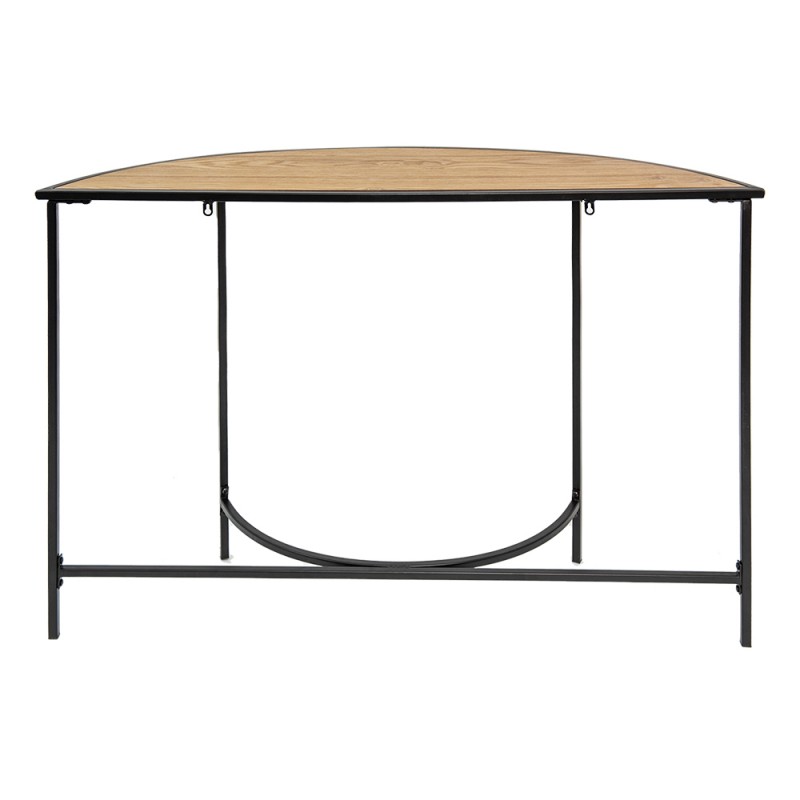 Clayre & Eef 50669 Sidetable 120x31x81 Cm Zwart Bruin IJzer Halfrond Wandtafel