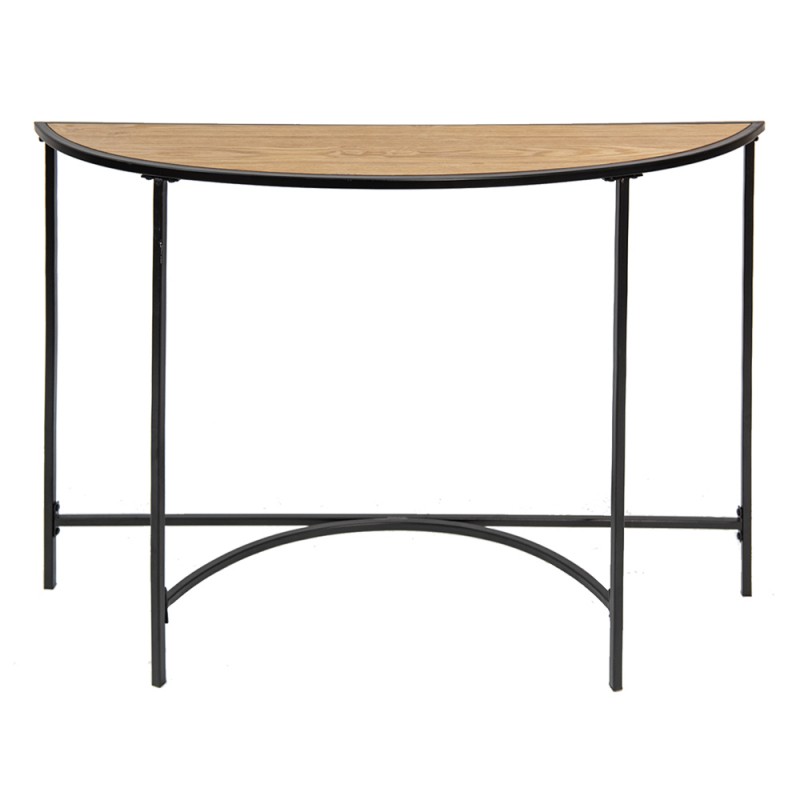 clayre & eef 50669 Sidetable 120x31x81 cm Zwart Bruin IJzer Halfrond Wandtafel