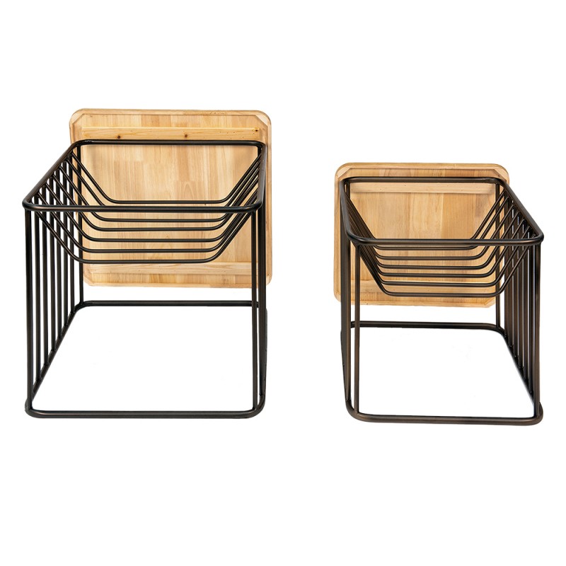 Clayre & Eef 50674 Bijzettafel Set Van 2 Bruin IJzer Salontafel