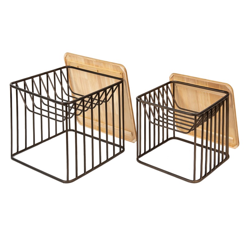 Clayre & Eef 50674 Bijzettafel Set Van 2 Bruin IJzer Salontafel