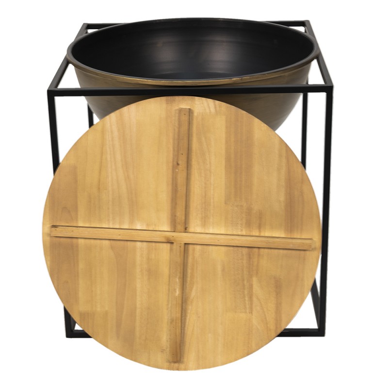 Clayre & Eef 50677 Bijzettafel 53x53x55 Cm Bruin Zwart IJzer