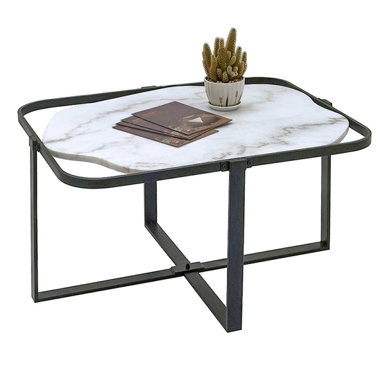 Clayre & Eef 50681 Salontafel 86x68x45 Cm Zwart Wit IJzer Bijzettafel