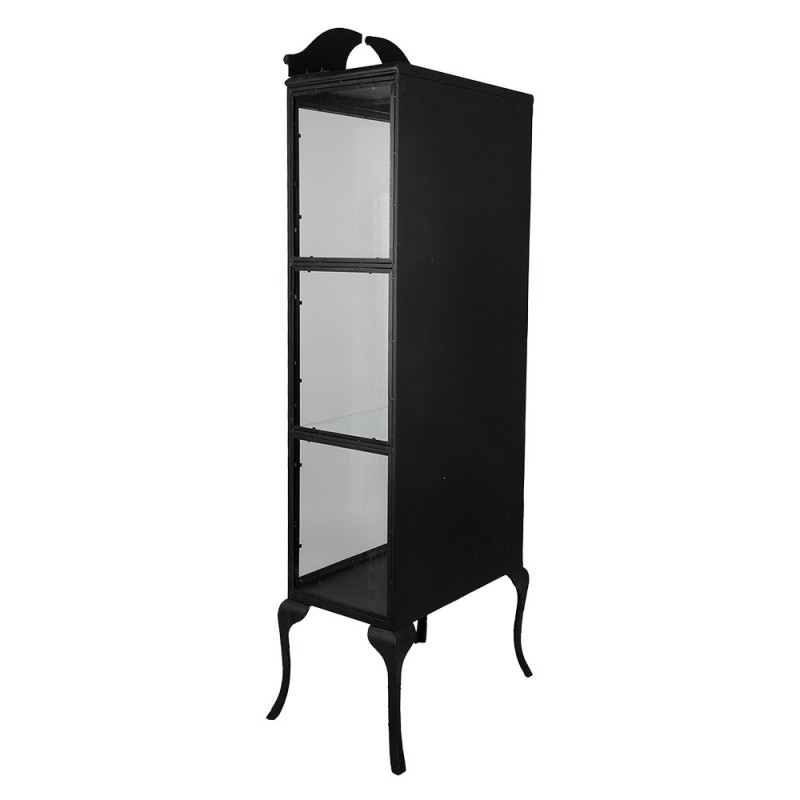 Clayre & Eef 50697 Vitrinekast 68x43x181 Cm Zwart Metaal Boekenkast