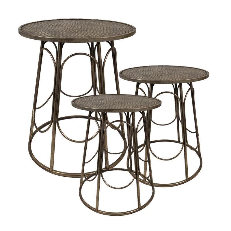 Clayre & Eef 50709 Sidetable Ø 65x73 Cm Goudkleurig IJzer