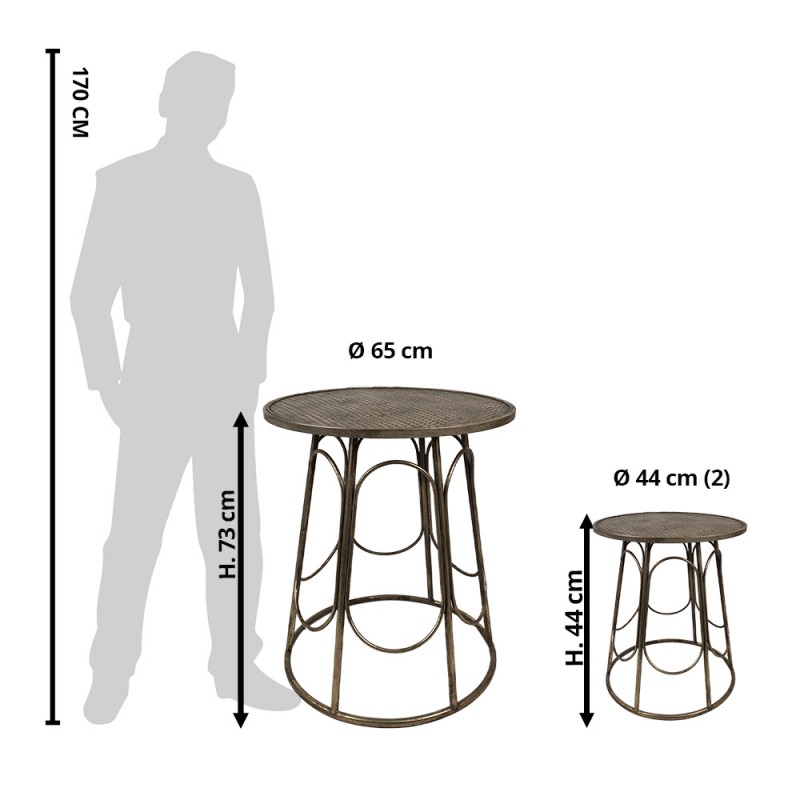 Clayre & Eef 50709 Sidetable Ø 65x73 Cm Goudkleurig IJzer